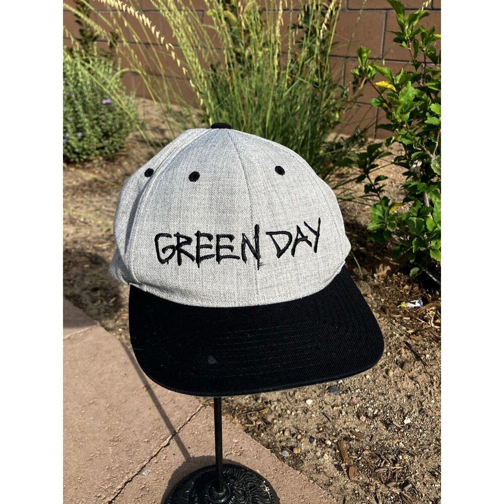 Green Day Summer Tour 2021 Yupoong The Classics Snapback Hat Grey Black Concert